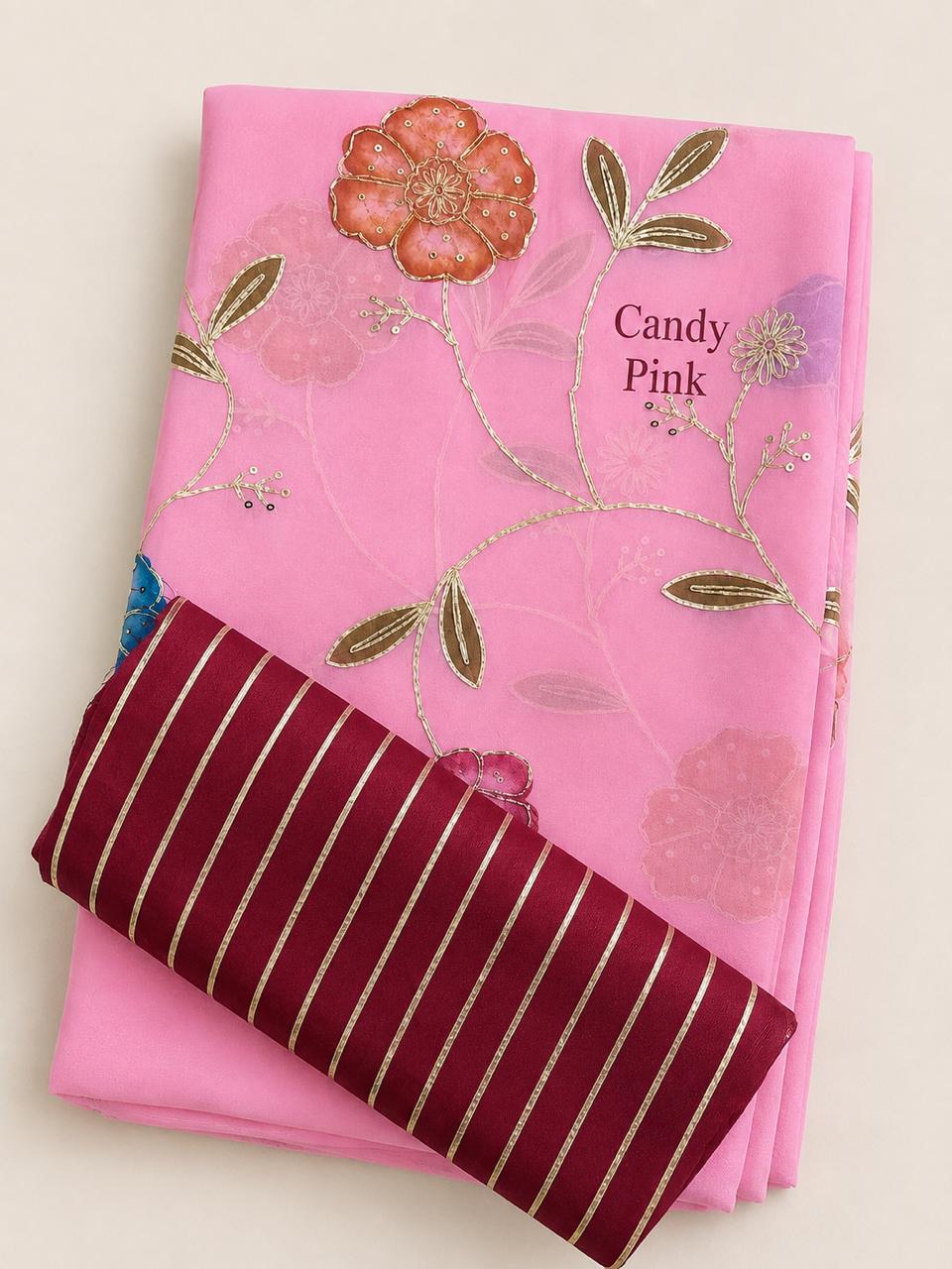Handpainted Floral Saree – Available in 6 Beautiful Shades