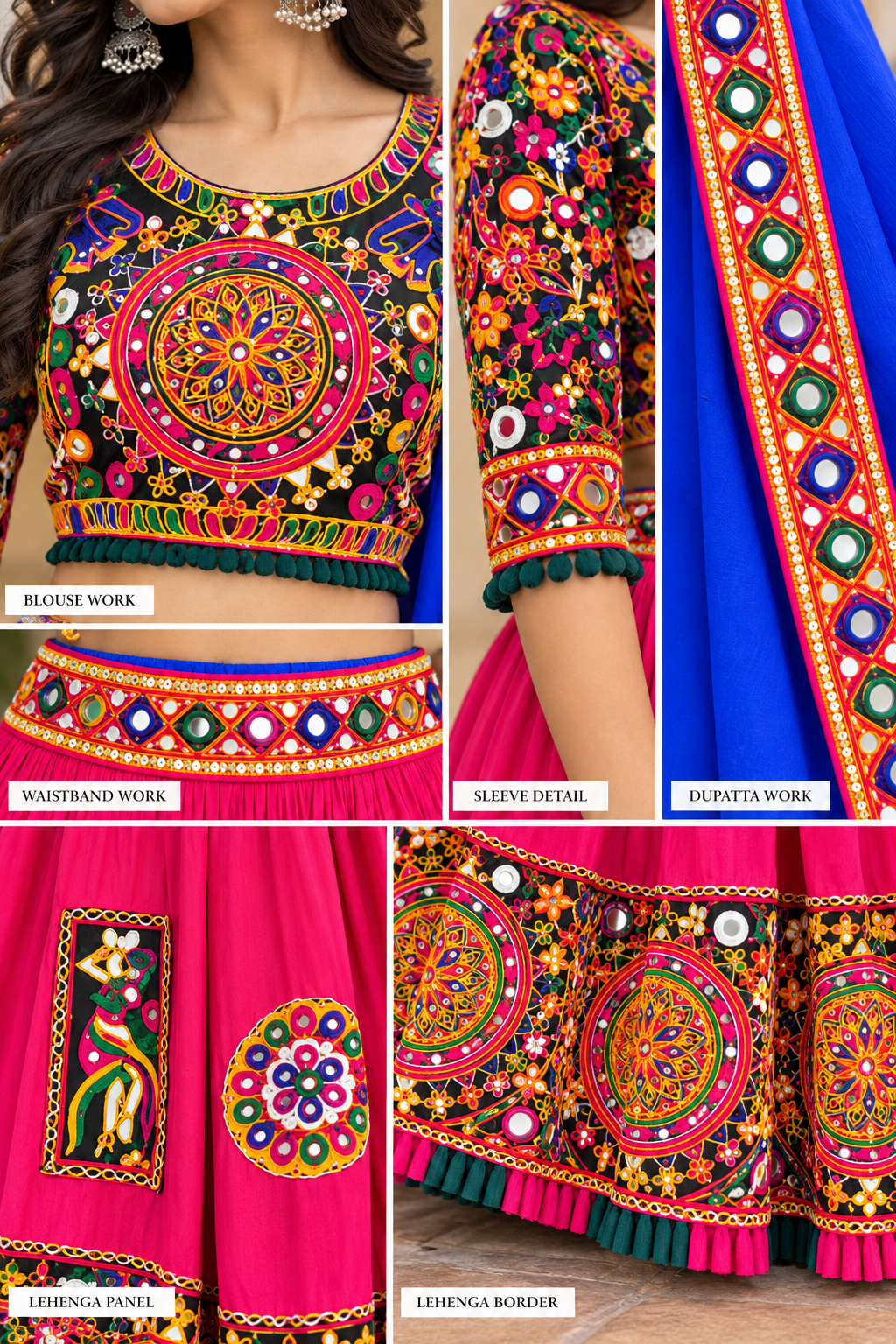Pink Gujarati Chaniya Choli with Blue Dupatta | D’MAYE