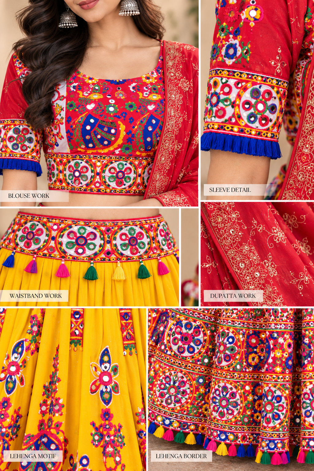 Yellow & Red Multicolor Embroidered Chaniya Choli