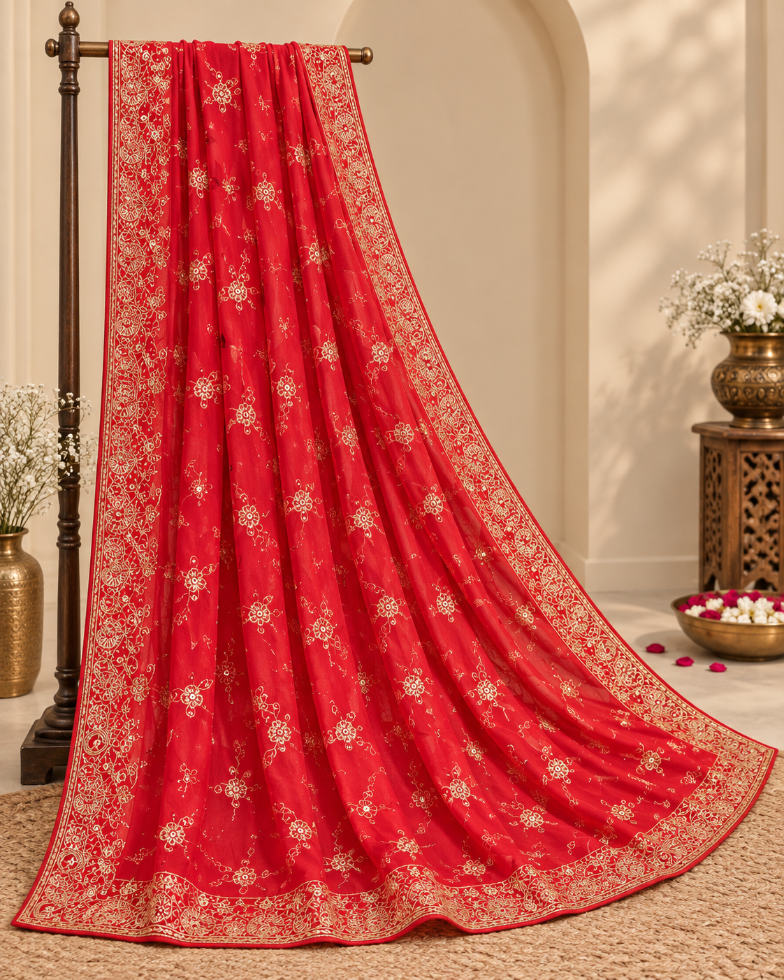 Yellow & Red Multicolor Embroidered Chaniya Choli