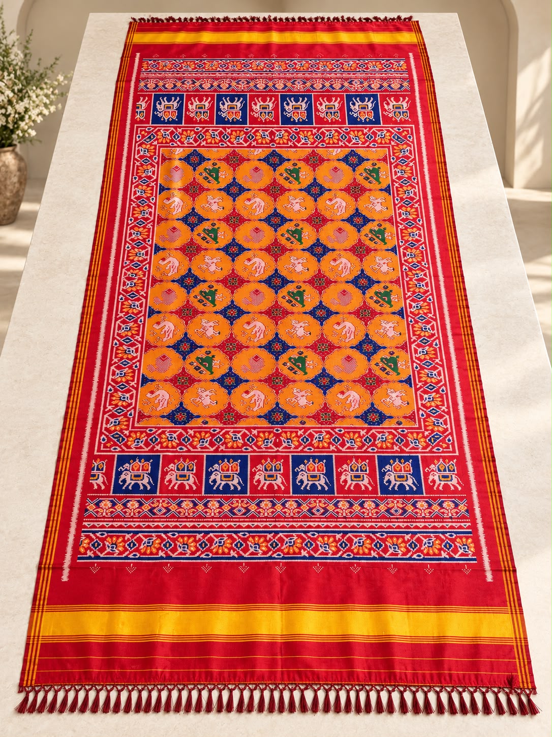 Gujarati Patola Dupatta for Women – Traditional Multicolour Ethnic Dupatta