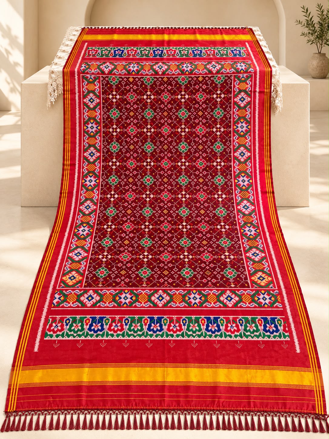 Gujarati Patola Dupatta for Women – Traditional Multicolour Ethnic Dupatta